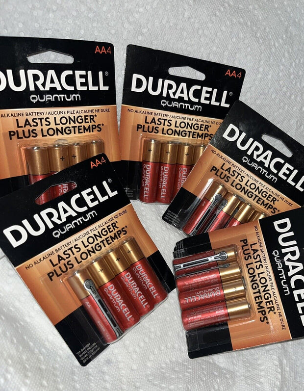 Pack Of 5 Duracell Quantum AA4 Alkaline Batteries Power Check Level .Exp 2027