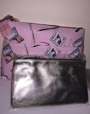 NWT VICTORIA'S SECRET DOUBLE ZIP BAG MAKEUP BEAUTY CLUTCH ORGANIZER