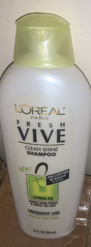 Lot of 2 L'oreal Fresh Vive clean shine Shampoo 13 0z, * Cracked Lid