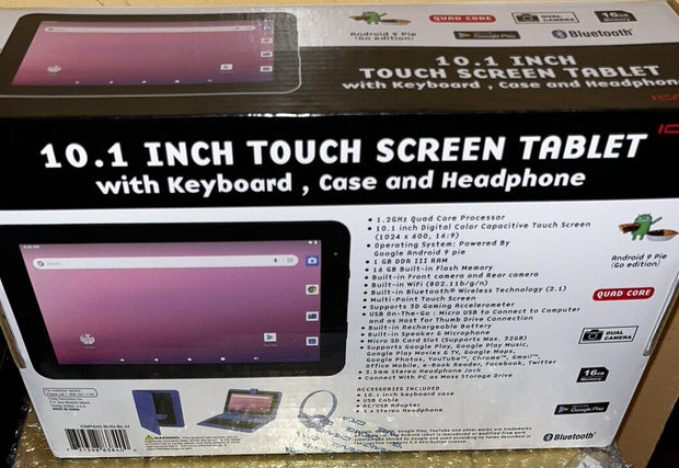 ICRAIG 10.1 Inch Touch Screen Tablet With Keyboard Case And Headphones