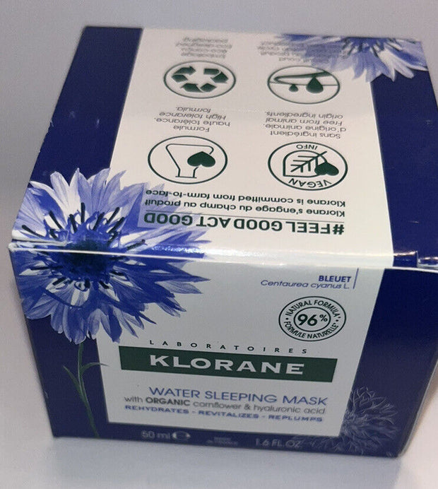 Klorane Water Sleeping Mask with Cornflower & Plant-Based Hyaluronic Acid 1.6 oz