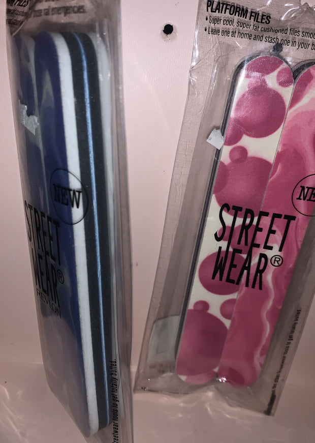 Revlon Street Wear Dual Sided Platform Nail Files. 1 Blue, 1 Pink. NEW