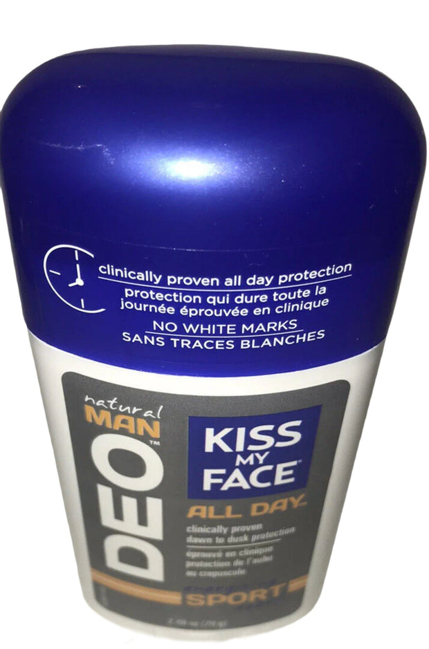 Kiss My Face Natural Man Deo Deodorant Energizing Sport Scent 2.48 oz-Lot of 3