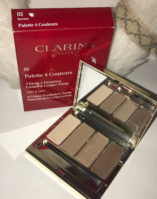 CLARINS 4 COLOUR WET & DRY EYESHADOW PALETTE~03 BROWN ~BOXED