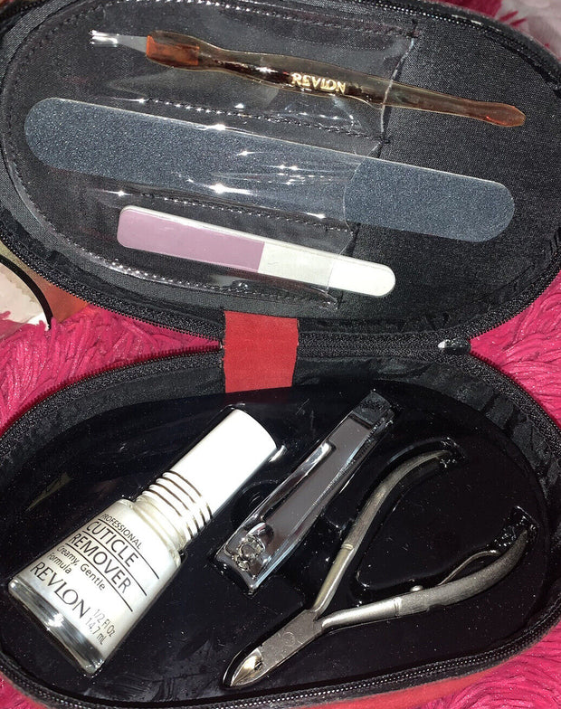 Revlon Manicure Must -Haves Stainless Steel Tools Set With Red Suede Box