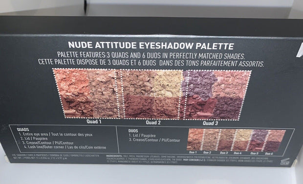 MALLY Nude Attitude Eyeshadow Palette - 12 Eyeshadows, Brush . New In Box