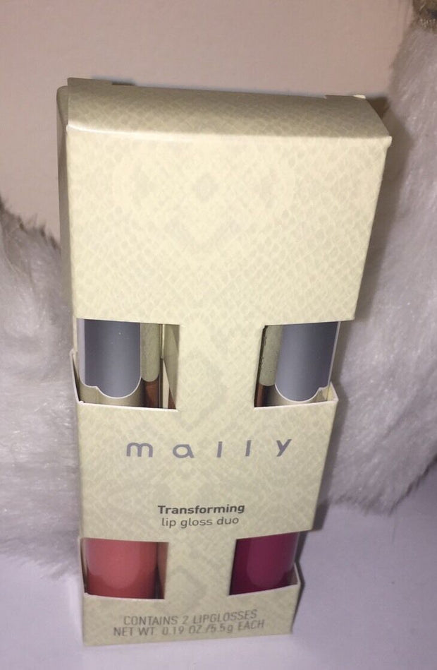 MALLY Transforming Lip Gloss Duo 2 Lip Glosses.19 Oz Each PINK/ PEACH~NEW IN BOX