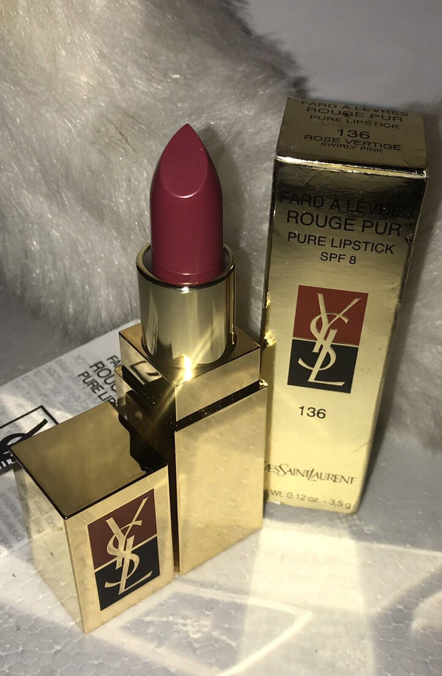 Yves Saint Laurent - Rouge Pur Pure Lipstick №136 Swirly Pink. Full Size. BOXED