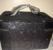 Victoria’s Secret Glitter Mesh Runway Vanity Train Case Makeup Bag~ BLACK