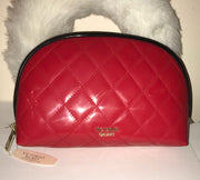 VICTORIA'S SECRET RED QUILTED  MAKEUP COSMETIC CASE TRAVEL LARGE NWT