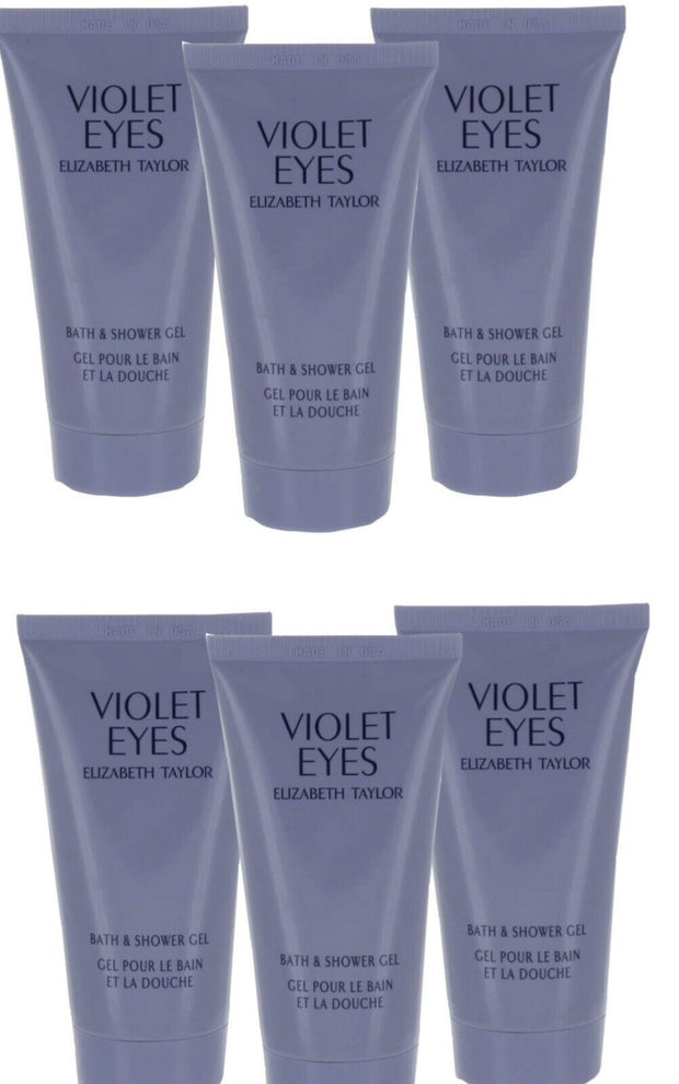 6X Violet Eyes by Elizabeth Taylor Bath & Shower Gel 1.7 Oz Each