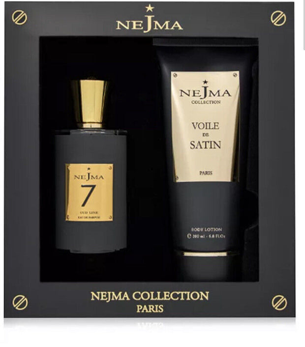 2 PCS Nejma 7 Eau de Parfum Set 3.4 oz EDP, Body Lotion 6.8 oz Discontinued.