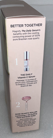 BeautyBio Love Story Set Daily Vitamin C Serum + Brazilian Rose Quartz Roller.