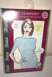 Braza Dry Comfort for Bras,Anti-Perspiration Wicking Strips A/B CUP, 2 Pairs,WHT