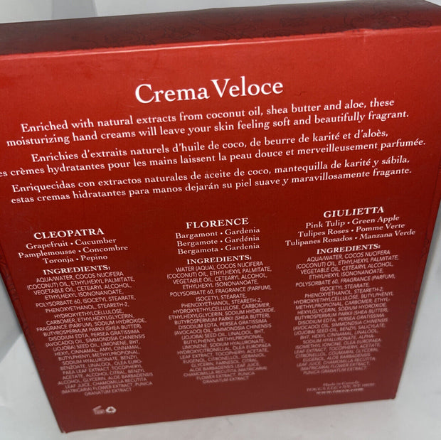 Tocca Holiday Crema Veloce Hand Cream Set Cleopatra,Florence,Giulietta 1.5 Oz Ea