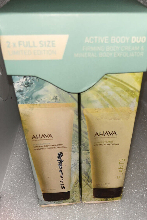 AHAVA Dead Sea Firming Body Cream And Mineral Body Exfoliator Set 6.8oz Each