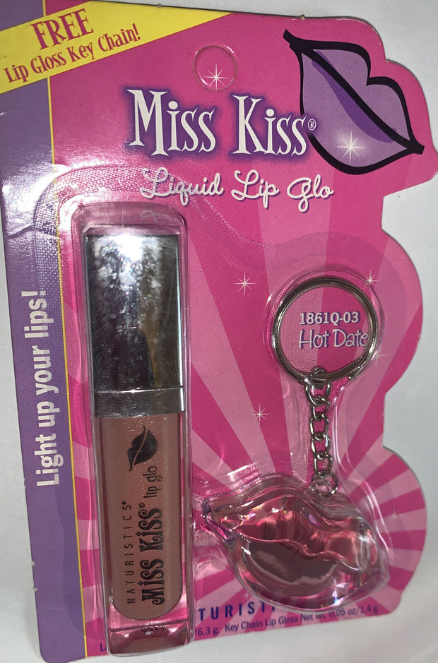 Naturistics Miss Kiss 1861Q-03 Liquid Lip Glo-Hot Date + Lip Gloss Key Chain.