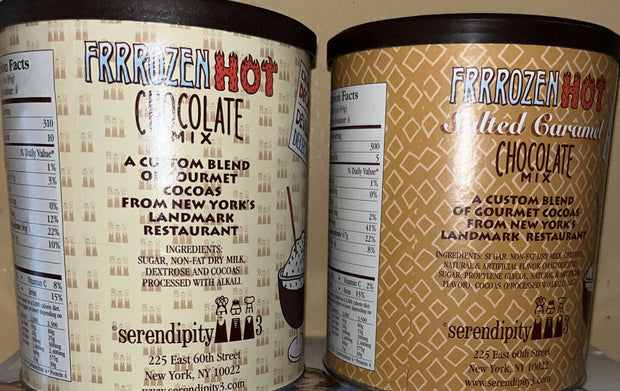 Lot of 2 Serendipity 3 Frrrozen Hot Chocolate & Salted Caramel Mix 18oz Canister