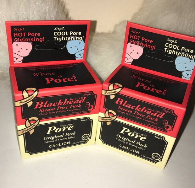 (x2)CAOLION Premium Hot & Cool Pore Pack Duo Travel Sz Blackhead & Original 1 ea