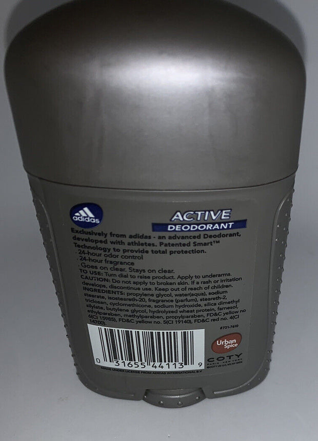 Adidas Active Deodorant Urban Spice Clear Stick by Adidas For Men 2 oz