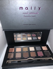 MALLY Nude Attitude Eyeshadow Palette - 12 Eyeshadows, Brush . New In Box