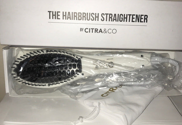 CITRA & CO THE HAIRBRUSH STRAIGHTENER ~ ELECTRIC HEAT STRAIGHTENING BRUSH WHITE