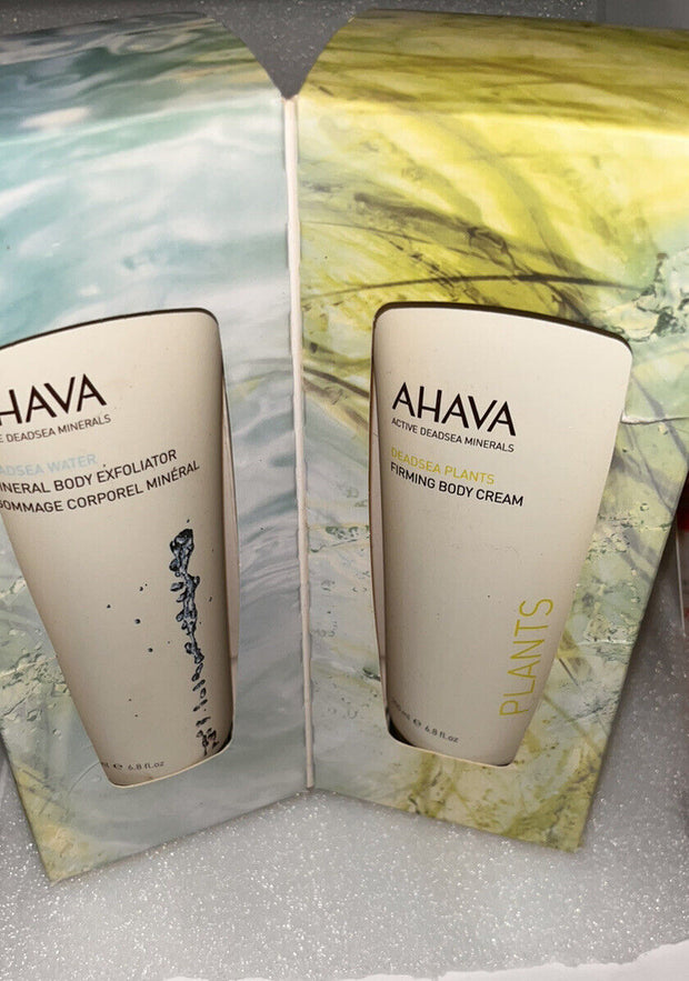 AHAVA Dead Sea Firming Body Cream And Mineral Body Exfoliator Set 6.8oz Each