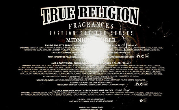 True Religion For Men Cologne 3.4 oz EDT Spray Body Wash Deodorant Gift Set