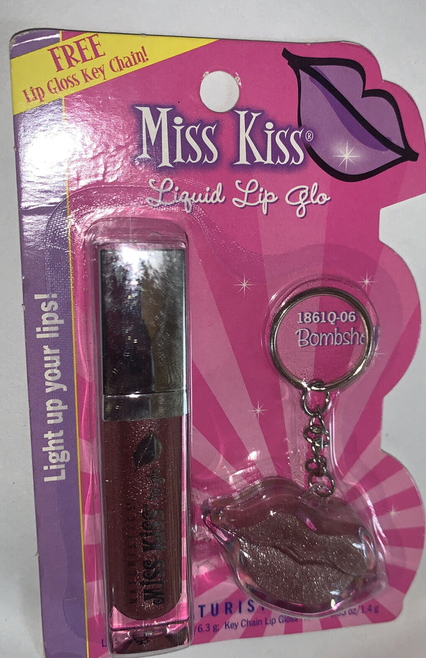 Naturistics Miss Kiss 1861Q-06 Liquid Lip Glo-Bombshell +Lip Gloss Key Chain.