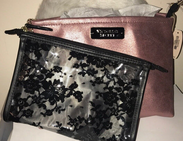 VICTORIA'S SECRET Cosmetic Makeup Bag Duo ~Dusty Rose~ NWT