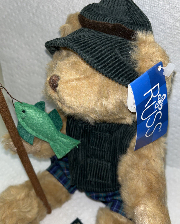 Russ Fishing Bear w/ Pole Montana Bears from the Past Fisherman 8" Plush