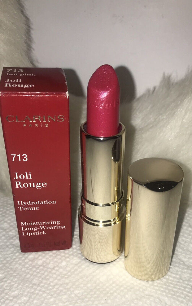 Clarins Joli Rouge Long Wearing Moisturizing Lipstick ~713 Hot Pink ~ 0.1 oz NEW