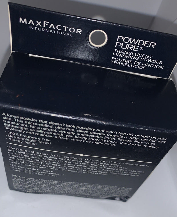 New in Box MAX FACTOR POWDER PURE Finishing Powder 101 Translucent Light  *RARE