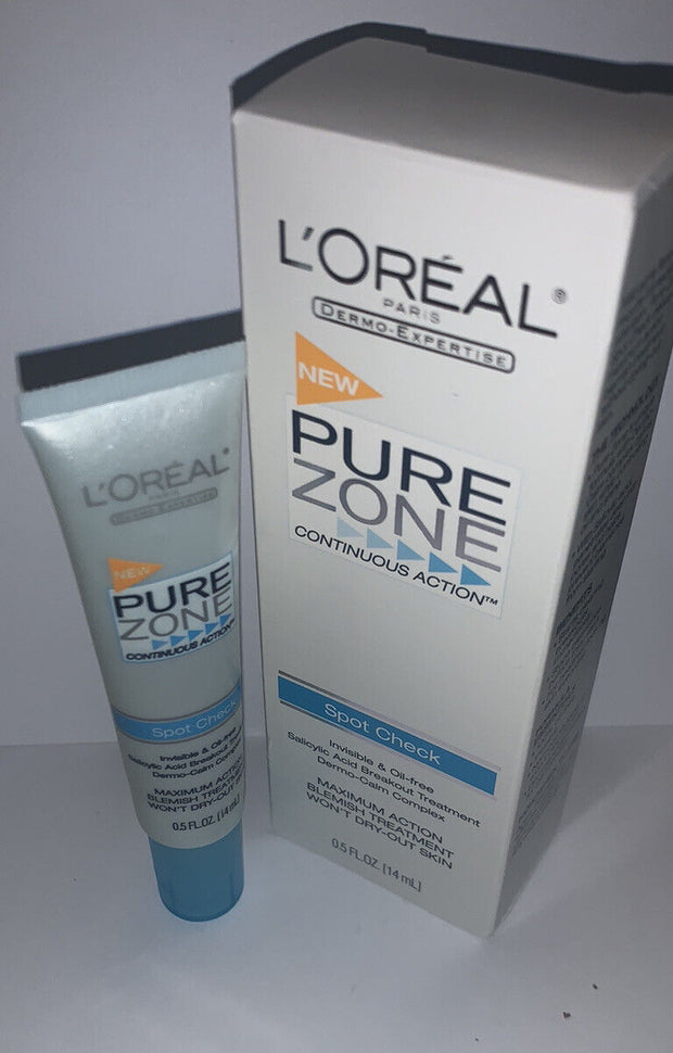 L'Oreal Pure Zone Continuous Action Spot Check Blemish Treatment 0.5 FL OZ NEW .