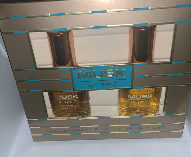 Vintage Musk by Chaz Gift Set 1oz Cologne for Men and 1oz AM Splash