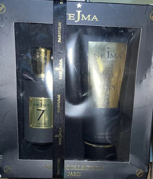 2 PCS Nejma 7 Eau de Parfum Set 3.4 oz EDP, Body Lotion 6.8 oz Discontinued.