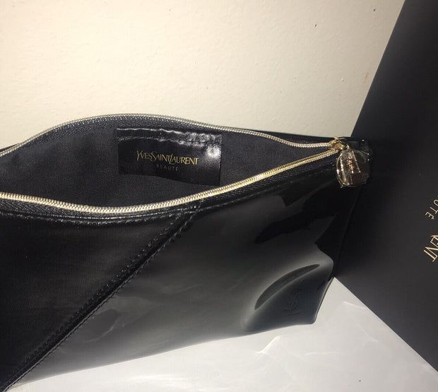 YSL Yves Saint Laurent Cosmetics Glossy BLACK  Makeup Purse Bag . New In Box