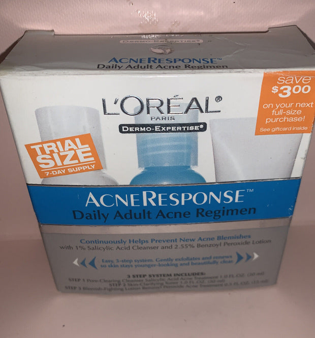 L'OREAL Dermo-Expertise AcneResponse Daily Adult Acne Regimen. Trial Size