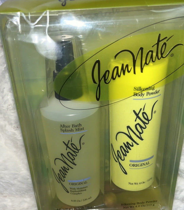 Jean Naté Gift Set 8 oz After Bath Splash and 4 oz Silkening Body Powder.Vintage