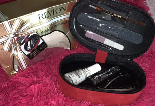 Revlon Manicure Must -Haves Stainless Steel Tools Set With Red Suede Box