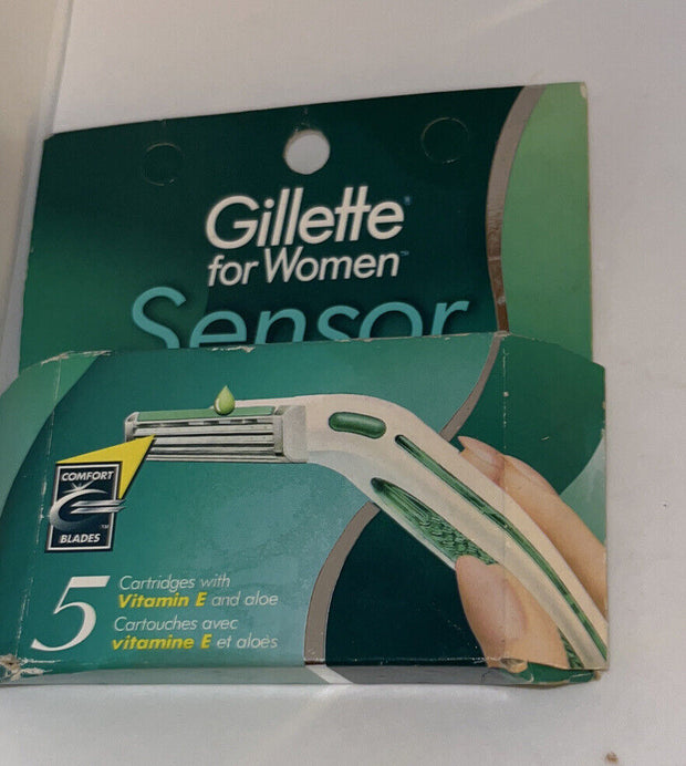 Gillette Women Sensor Razor Aloe & Vitamin E Cartridges 5 Refill  Vintage 2000