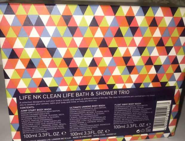 LIFE NK CLEAN LIFE BATH & SHOWER TRIO KIT 3.3 fl oz each. NEW IN BOX