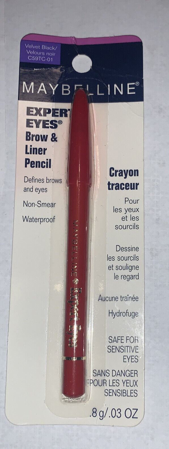 2X MAYBELLINE Expert Eyes Brow / Eye Liner Pencil 0.03 oz / 0.8 g VELVET BLACK