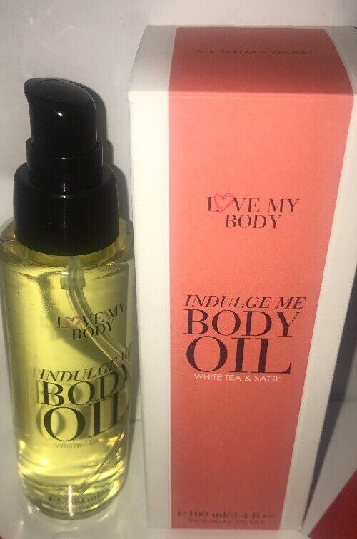 Victoria's Secret Love My Body Indulge Me Body Oil 3.4 Oz White Tea & Sage~BOXED