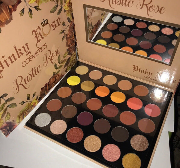 New In Box PINKY ROSE Cosmetics  RUSTIC ROSE 30 Eyeshadow Palette