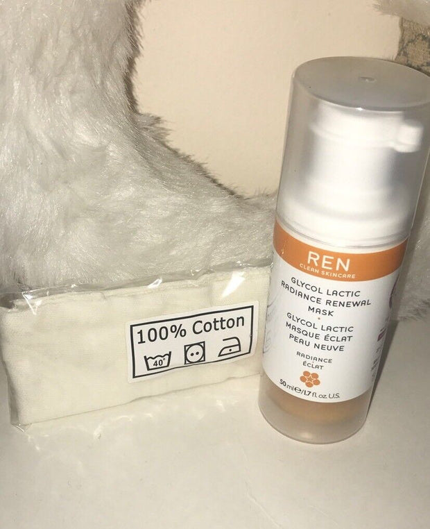 REN Glycol Lactic Radiance Renewal Mask 1.7 fl oz / 50 ml ,with cloth UNBOXED