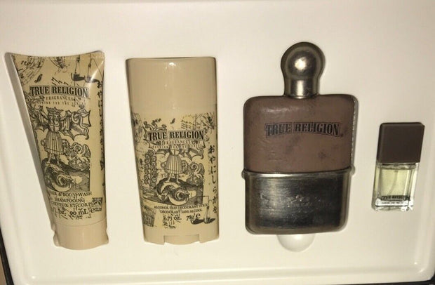 True Religion For Men Cologne 3.4 oz EDT Spray Body Wash Deodorant Gift Set