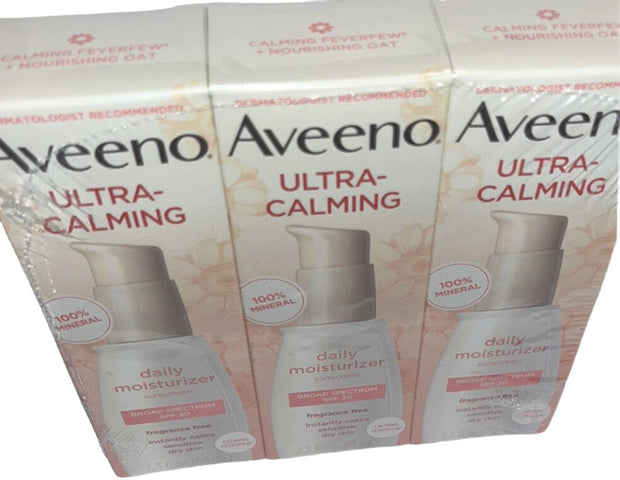 3X Aveeno Ultra-Calming Fragrance-Free Spf 30 Daily Moisturizer Sensitive 2.3 Oz