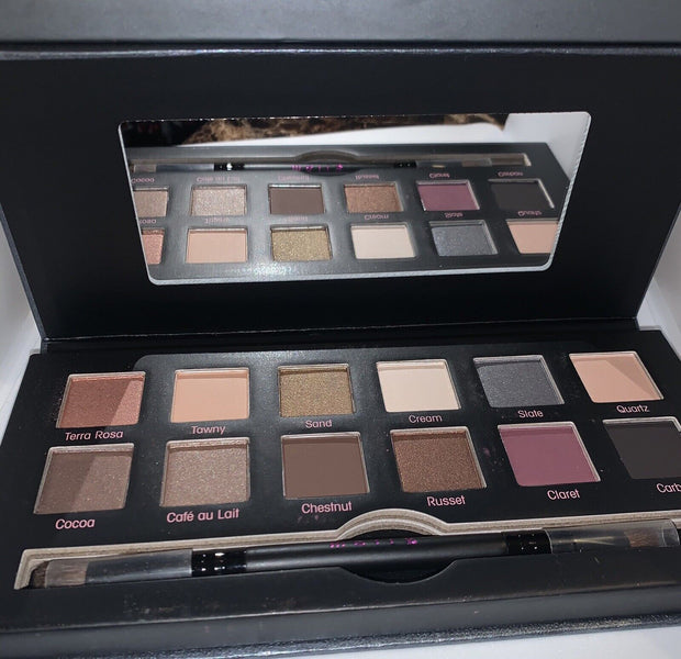 MALLY Nude Attitude Eyeshadow Palette - 12 Eyeshadows, Brush . New In Box