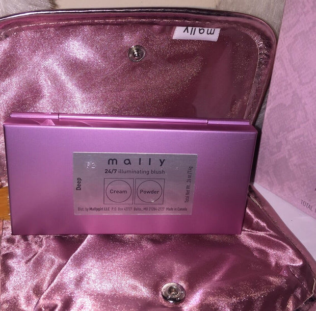 Mally 24/7 Illuminating Blush with Brush & Pouch  ~DEEP~ .26 oz NEW IN BOX